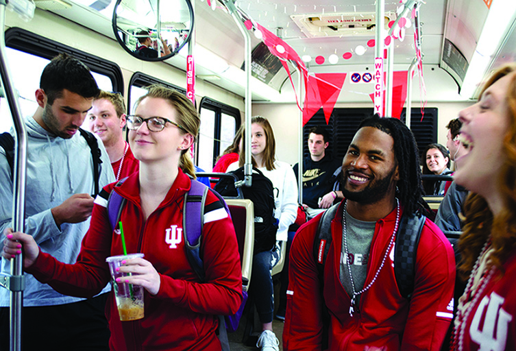 Image of student on A Bus on IU Day