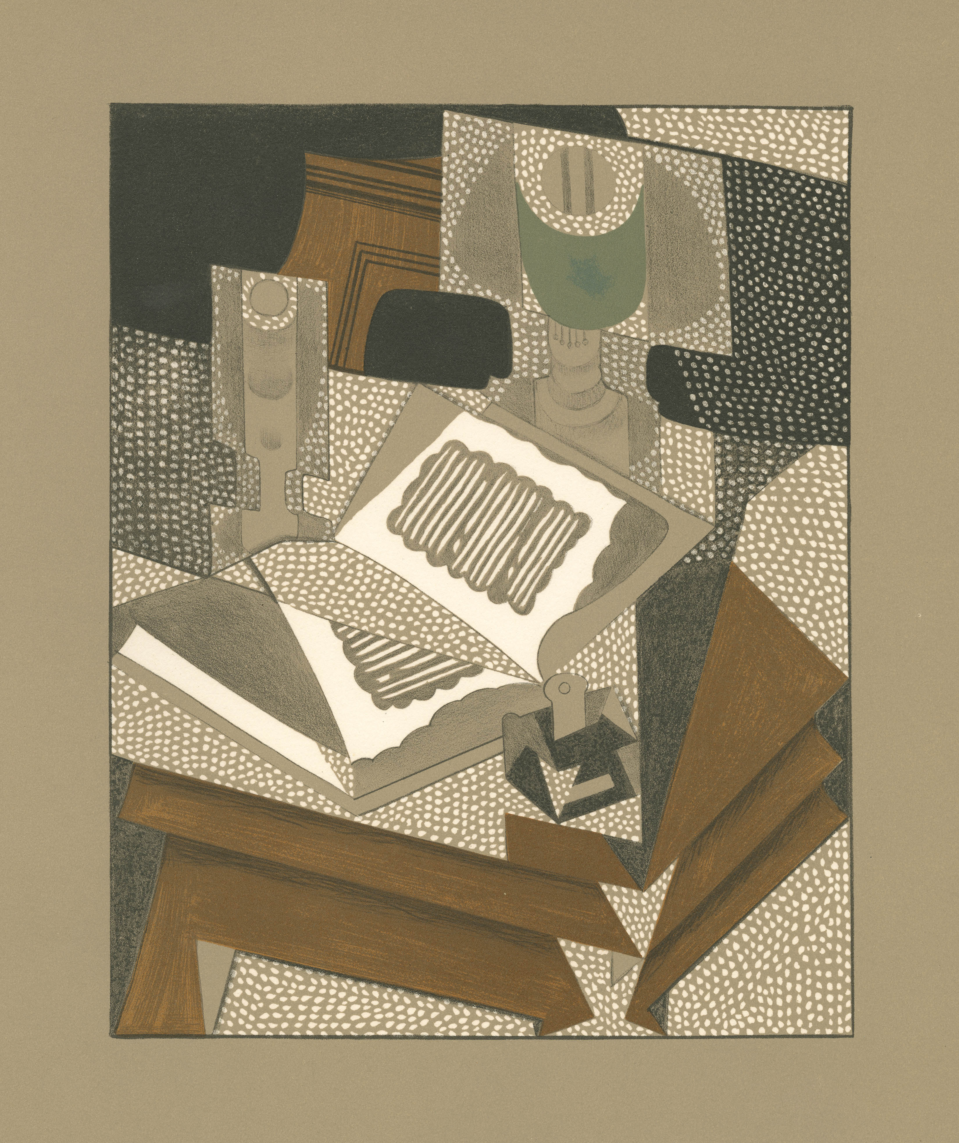 Cubist illustration featuring a book
