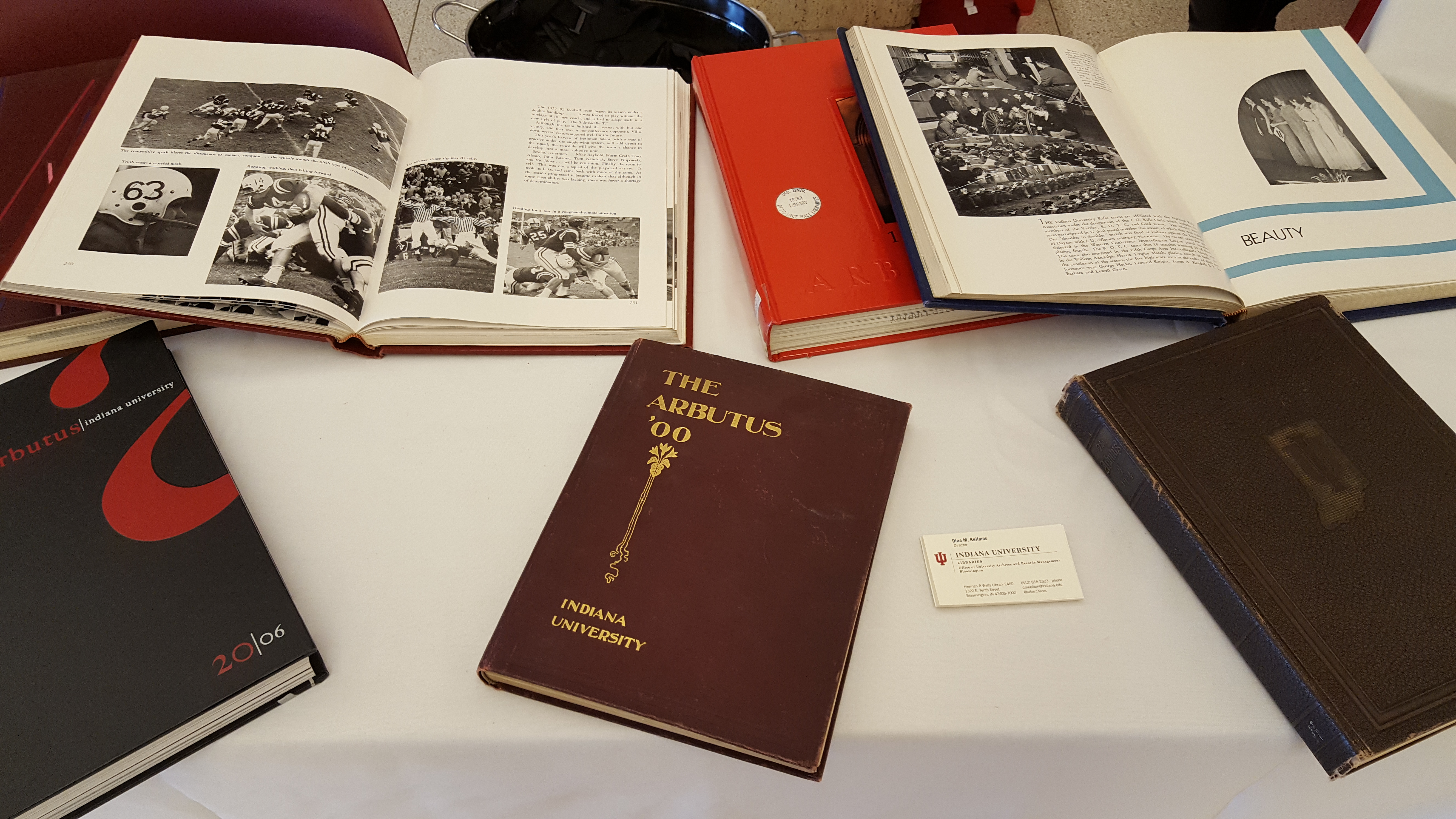 Volumes of IU's yearbook on display