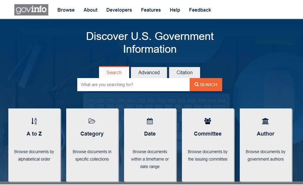 govinfo.gov homepage screenshot