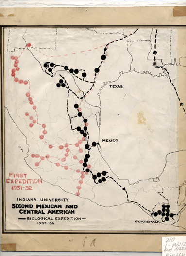 Map: &quot;Indiana University Second Mexican and Central American Biological Expedition&quot;