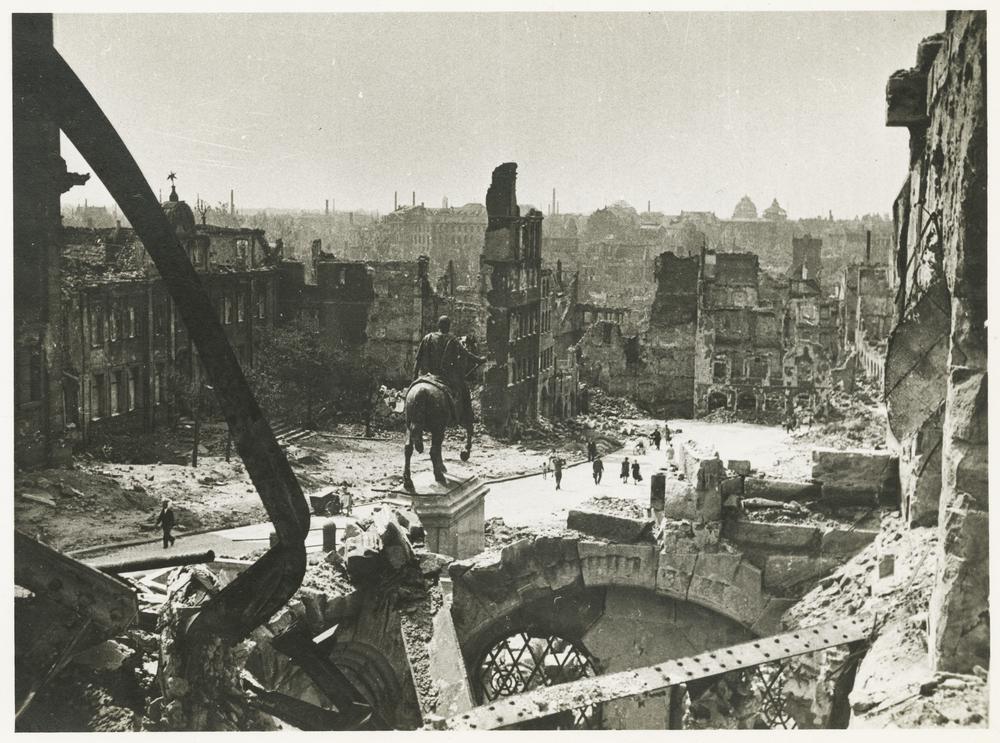 “Ruins now lie at the feet of the iron figure of Kaiser Wilhelm." IU Archives VAD2888-000348