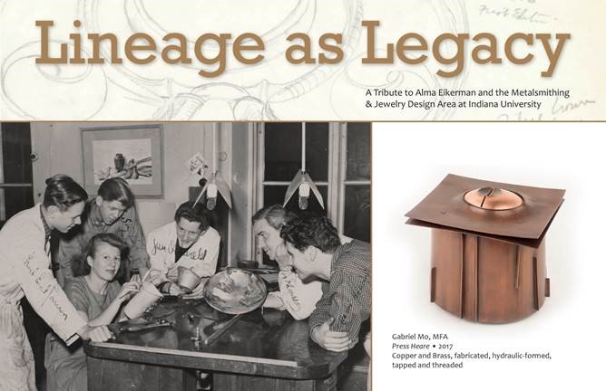 Lineage as Legacy event flier with picture of a past metalsmithing class and student metalwork
