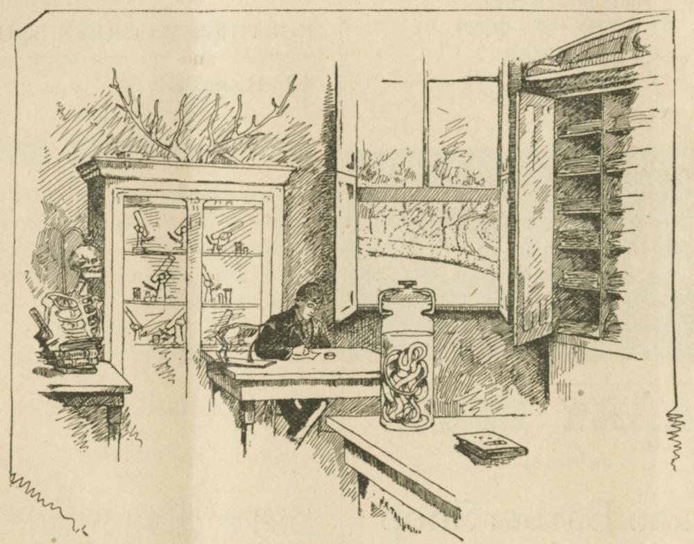 Illustration of laboratory, Indiana Daily Student, March 1891