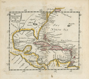 Color scanned image of a map of the Caribbean in 1680