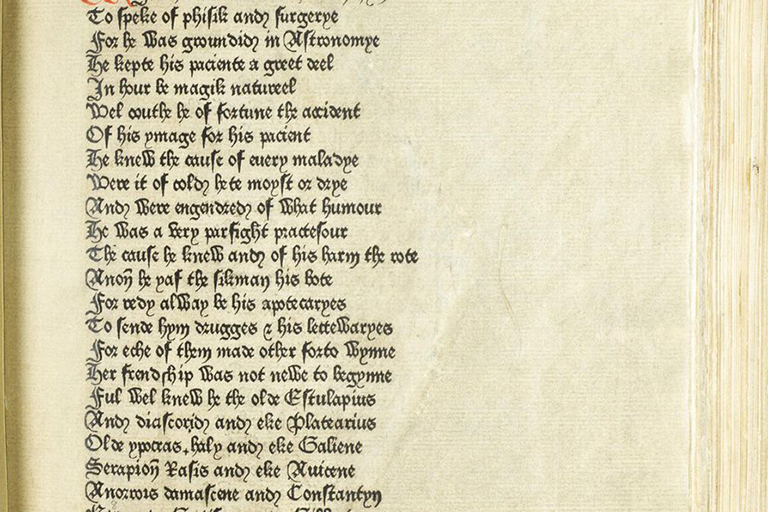 A page from the First Edition, The Canterbury Tales, Geoffrey Chaucer