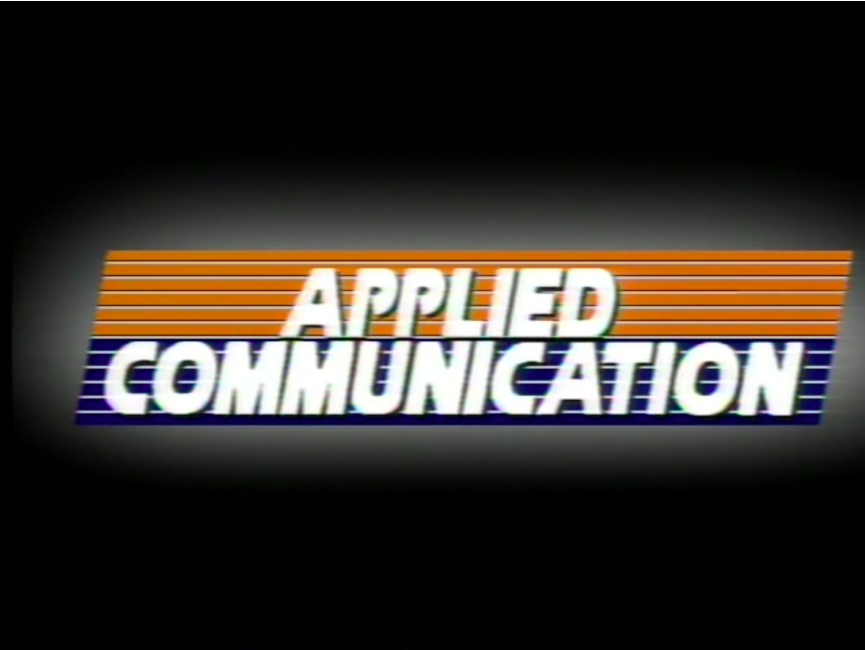 Title card for Applied Communication shows an orange and blue-lined graphic