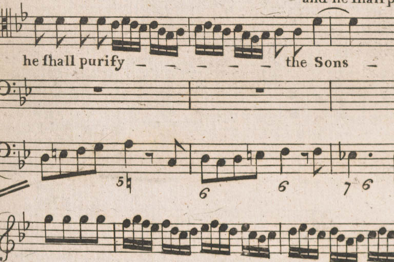 Detail view of a page of music, Handel's Messiah