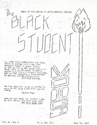 Black and white illustrated cover of the Black Student Voice