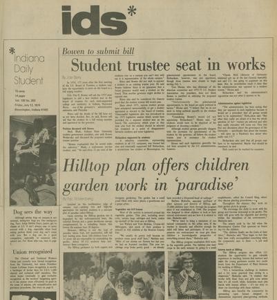 Newspaper announcing new student trustee position