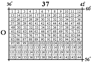 Example of the pattern used to number maps at 1:100,000 scale.