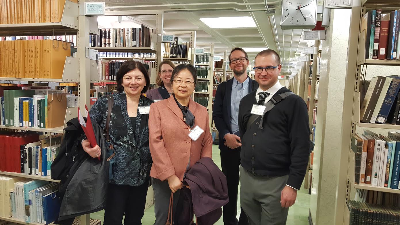 Visiting colleagues in the East Asian Collection, 8th floor of Wells Library