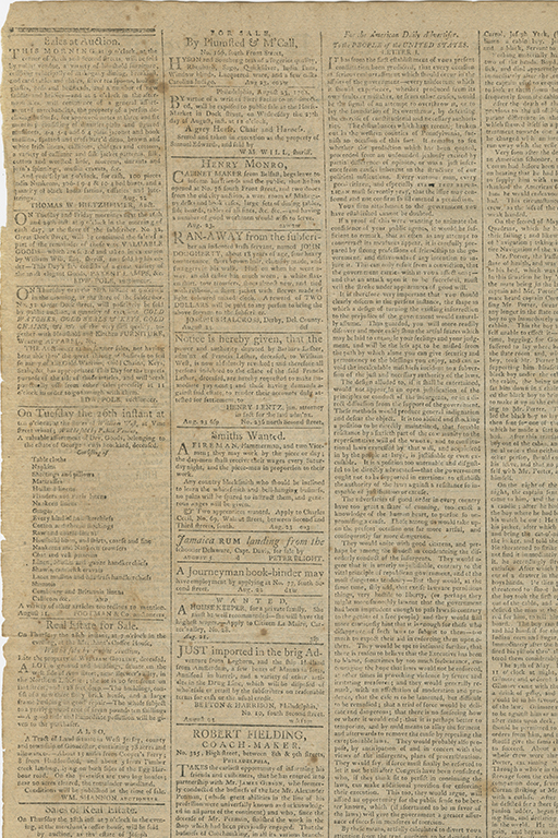 A full sheet of a rare newspaper is scanned
