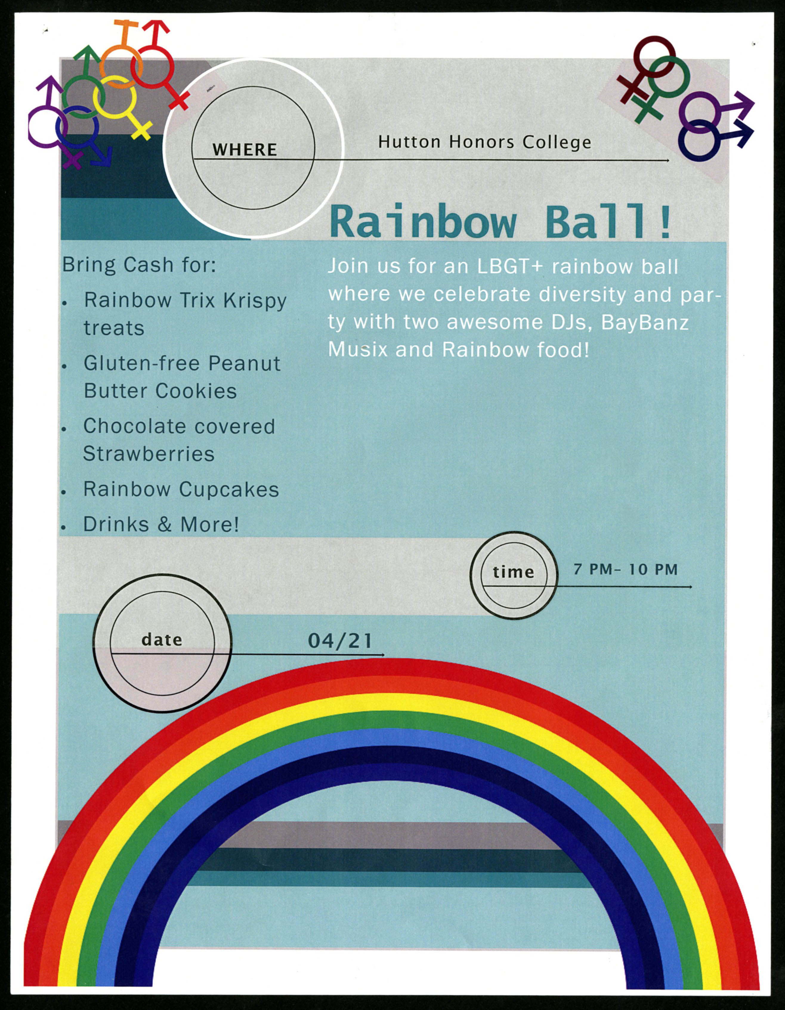 GLBT SSS Rainbow Ball Flyer, April 2016