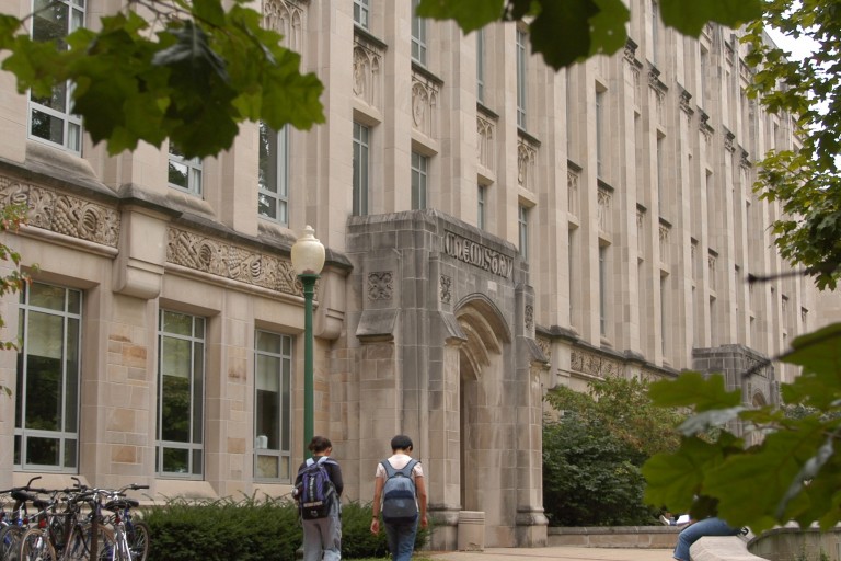  Color photograph of the exterior of the Sciences Library.