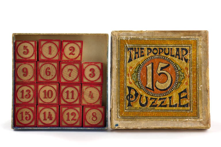Photograph of the cover of The Popular 15 Puzzle (England, circa 1900)