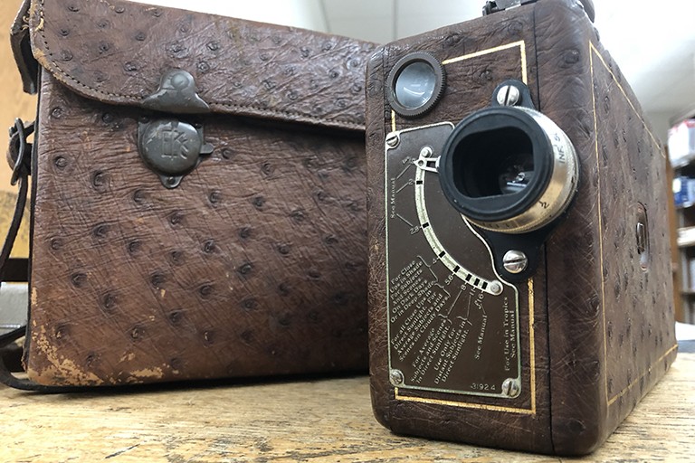 Photograph of a Cine-Kodak Model B 16mm camera.