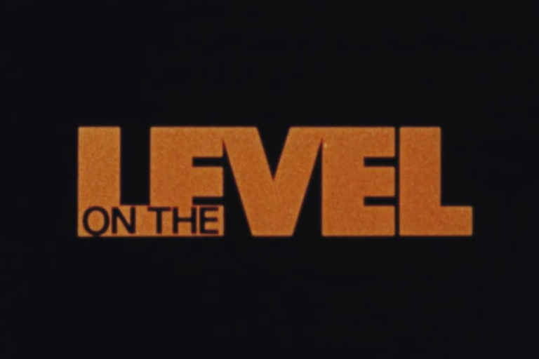 orange font on a black background shows title for series "on the level"