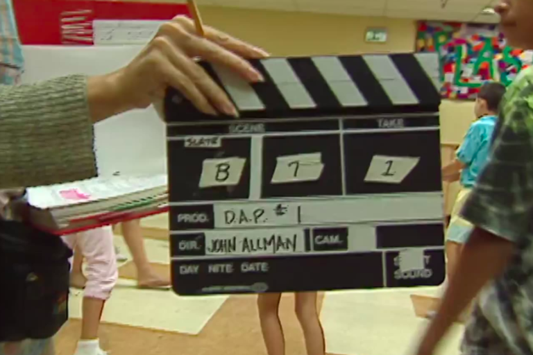 marker from film shoot showing John Allman's name