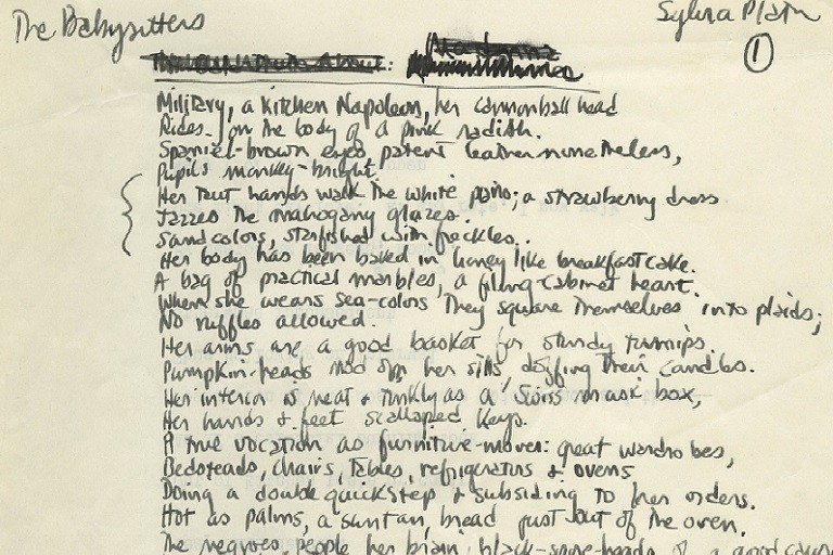Draft of the poem, The Babysitters (1961)