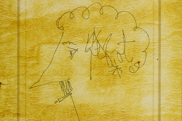 Kurt Vonnegut self portrait signature, from Mustard Gas and Roses exhibition 