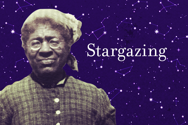 Starry sky with image of 19th century Black woman
