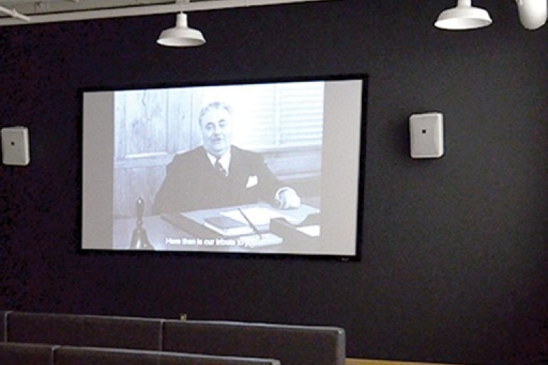 Wells in black and white on big screen