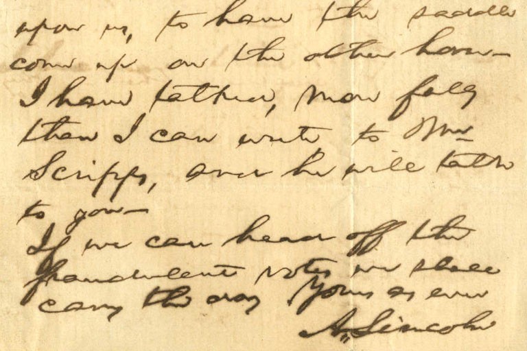 Close up image of handwritten letter by Abraham Lincoln