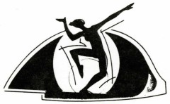 Black and white logo of a dancer
