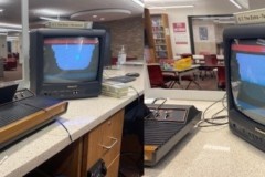 Retro video games and consoles in use in the Media Services Department.