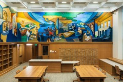 A view of one of three panels in the Lilly Library mural cycle