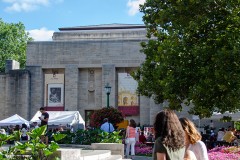 An exterior photo of the Lilly Library during a busy festival