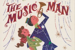 Stylized image of man playing trumpet with his arm around a woman